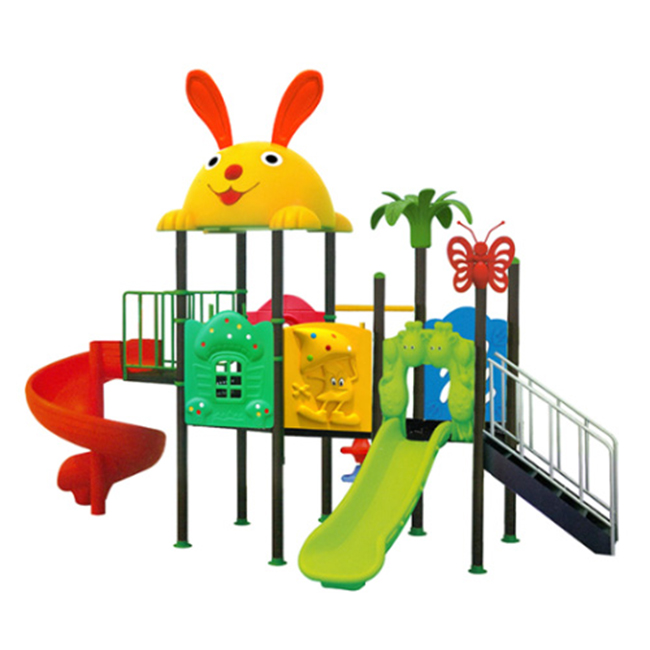 Cầu Trượt Liên Hoàn 3 Khối Mái Thỏ Máng Xoắn