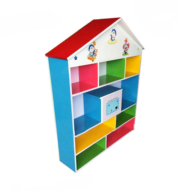 Giá Kệ Gỗ MDF Cho Bé Mầm Non 4 Tầng Ngôi Nhà